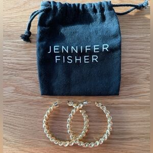 Jennifer Fisher Gold Twisted Karla Hoop Earrings 2” Hoops Excellent Condition